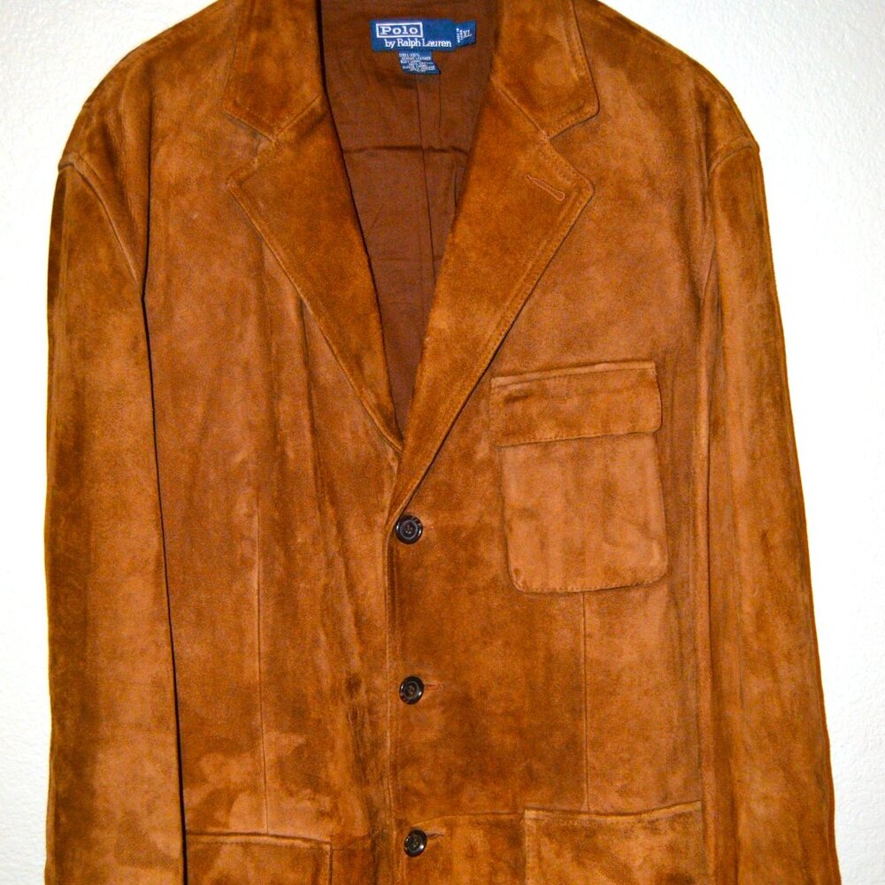 POLO RALPH LAUREN BROWN SUEDE 3 BUTTON SPORTCOAT-PRE-OWNED SIZE XL. $195